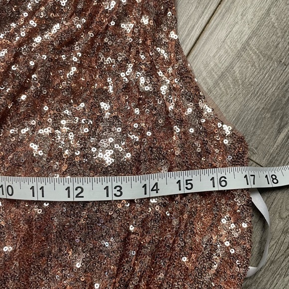 Revelry Starla Sequin One Shoulder Maxi‎ Dress Gown Bridesmaid Rose Gold - Picture 7 of 8